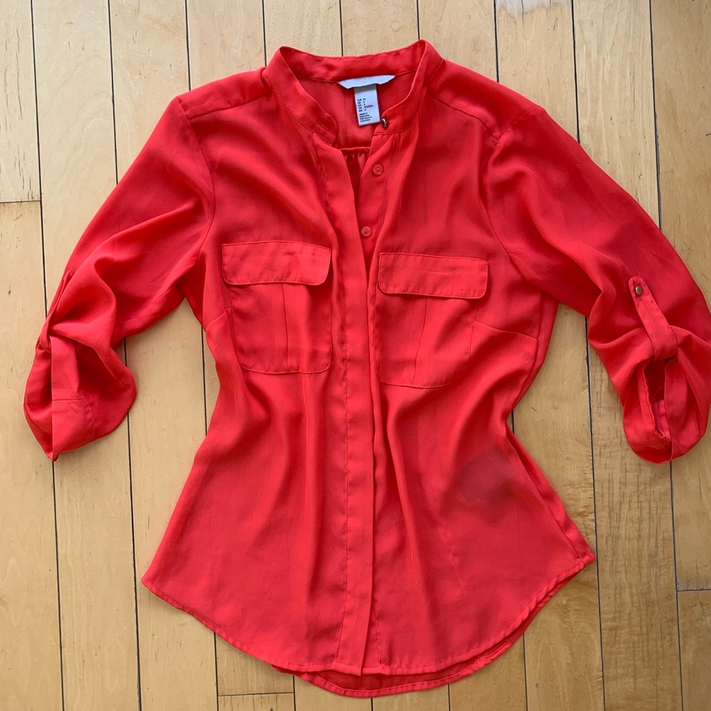 EUC sheer button down shirt